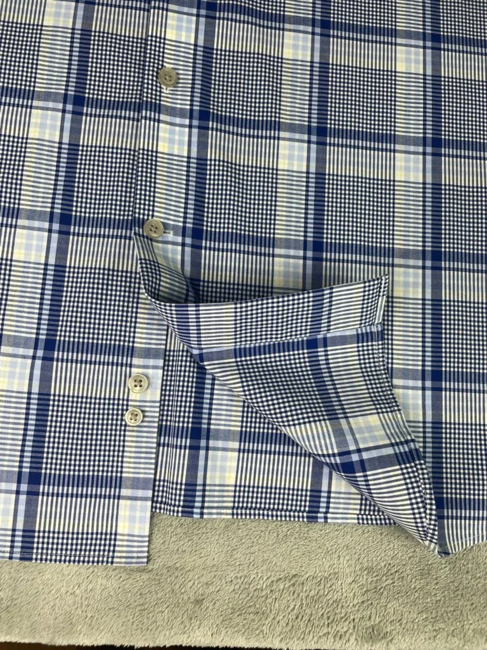 Michael Kors Men's XL Blue Plaid Airsoft Stretch Button Down Shirt Regular Fit